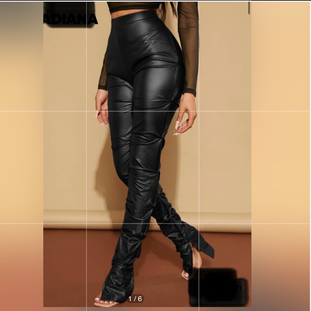 Sleek Black PU Leather Women's Pants